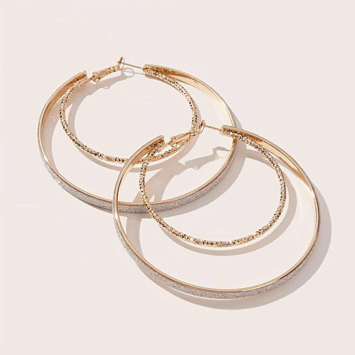 18K Golden Plated Geometric Large Earrings